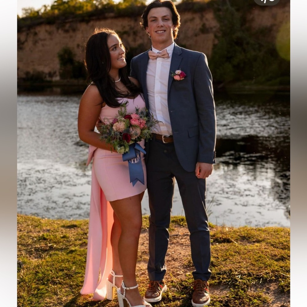 pink bow homecoming dress